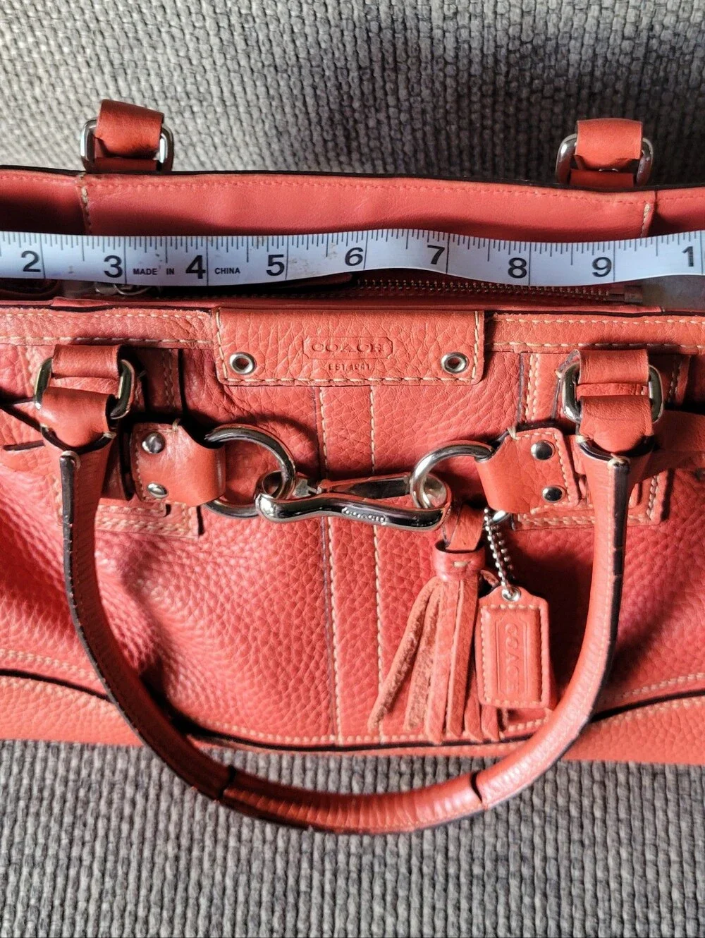 Coach Choral Leather Shoulder Bag with Peach Tassel Charm - Picture 4 of 9
